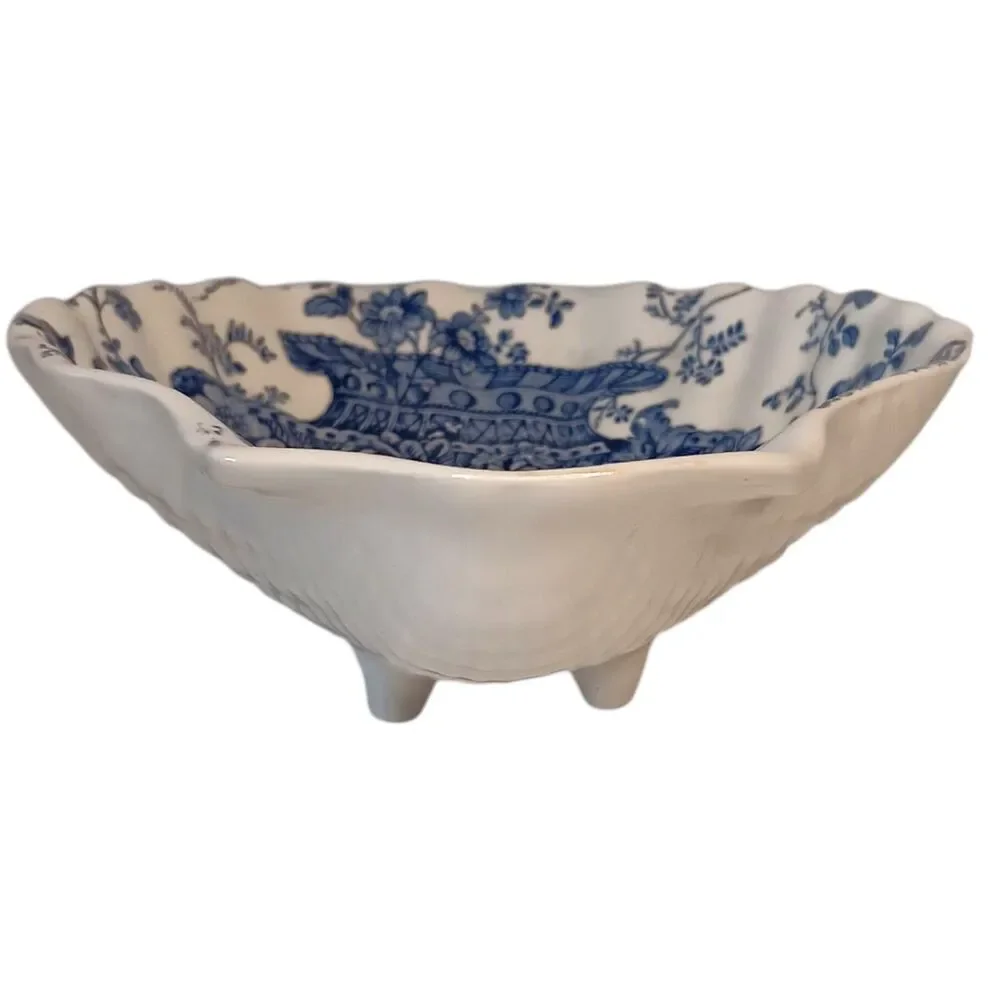 Blue Floral Chinoiserie Shell Shaped Dish Charlotte Royal Crownford Ironstone